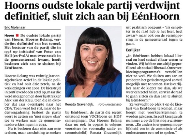 Hoorns Belang sluit zich aan bij ÉénHoorn.