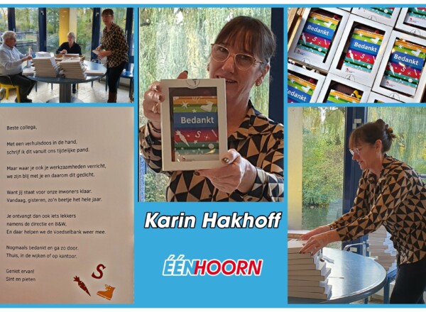 Karin Hakhoff pakt chocoladeletters in voor de medewerkers van het stadhuis.